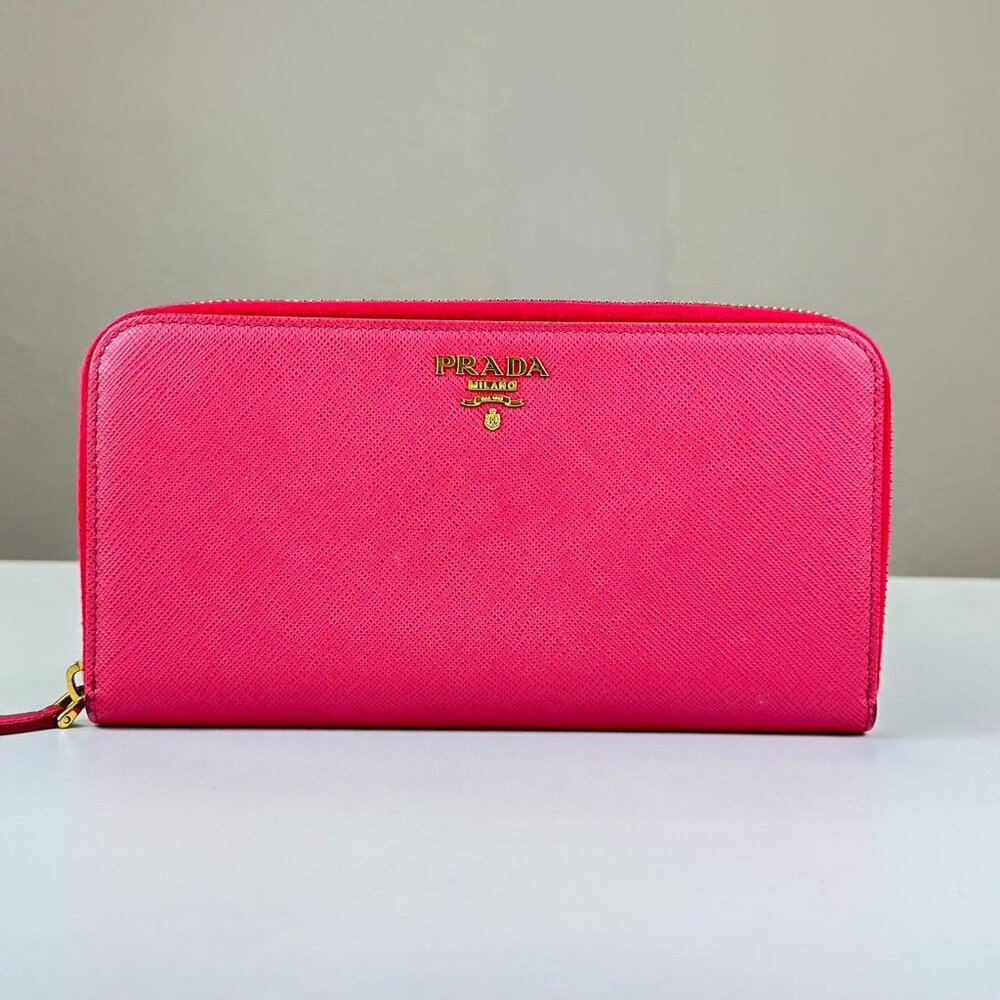 Prada Pink Saffiano Leather Large Wallet